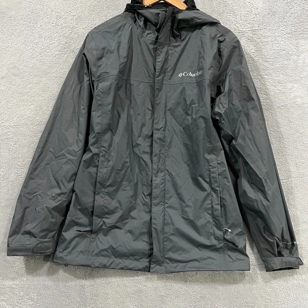Columbia Omni‎ Tech Jacket Mens Small Gray Windbreaker Vented Lightweight Hooded